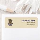 Baby Shower Label - Blue Gingham Stuffbär (Insitu)