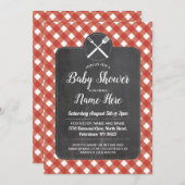 Baby Shower lädt Red Gingham Chalk GRILLEN Style e Einladung (Vorne/Hinten)