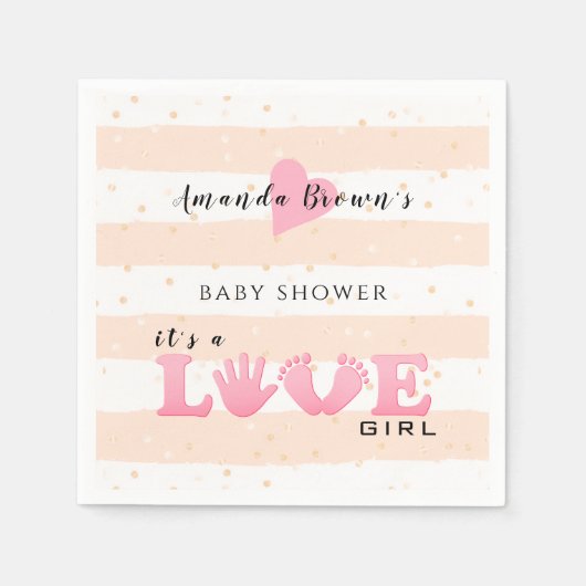 Baby Shower Liebe Baby Girl Serviette (Vorderseite)