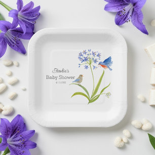 Baby Shower Lily mit Blaumeise Mutter und Baby Pappteller
