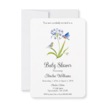 Baby Shower Lily with Bluebird Mother and Baby