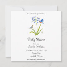 Baby Shower Lily with Bluebird Mother and Baby