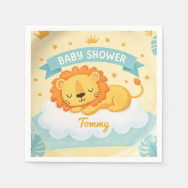 Baby Shower Lion custom name – Cute Safari Jungle Serviette