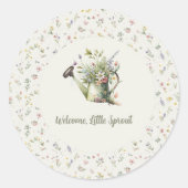 Baby Shower - "Little Sprout" Floral Runder Aufkleber (Vorderseite)