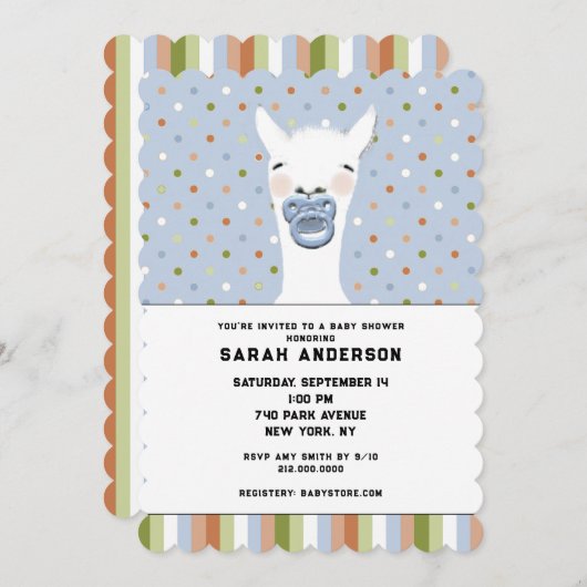 Baby Shower Llama Theme Einladung (Vorne/Hinten)