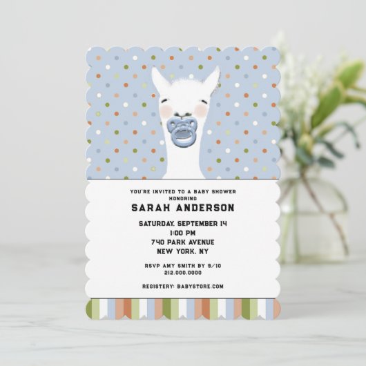 Baby Shower Llama Theme Einladung (Stehend Vorderseite)