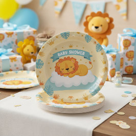 Baby-Shower Löwen-Papierplatten – Süße Safari-Jung Pappteller