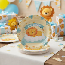 Baby-Shower-Löwen-Papierteller – Süße Safari-Dschu