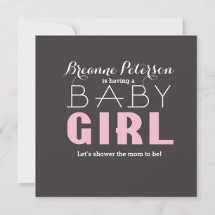 Baby-Shower-Mädchen Grau Rosa Moderne Saubere Einl Einladung