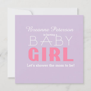 Baby Shower Mädchen Lavendel Rosa Klassisch Modern Einladung