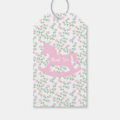 Baby Shower Mädchen mit rosa Schaukelpferd Geschenkanhänger (Vorderseite)