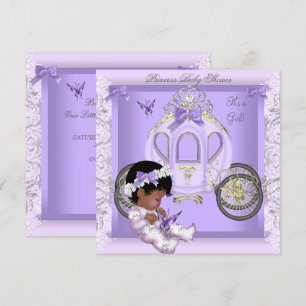 Baby Shower Mädchen Prinzessin Kutsche Lavendel 3 Einladung