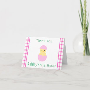 Baby Shower Mädchen Rosa Ei Kleines Küken Dankeskarte