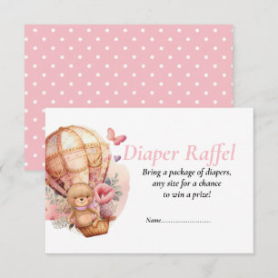 Baby Shower Mädchen Teddy Ballons Windel Raffel   Einladung