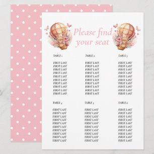 Baby Shower Mädchen Teddy Floral Ballon Diagramm Einladung