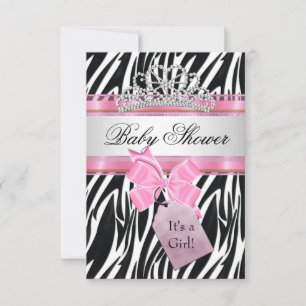 Baby Shower Mädchen Zebra Rosa Prinzessin Einladung