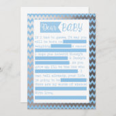 Baby Shower MadLibs Game, Blue and Silve Foil Look Einladung (Vorne/Hinten)