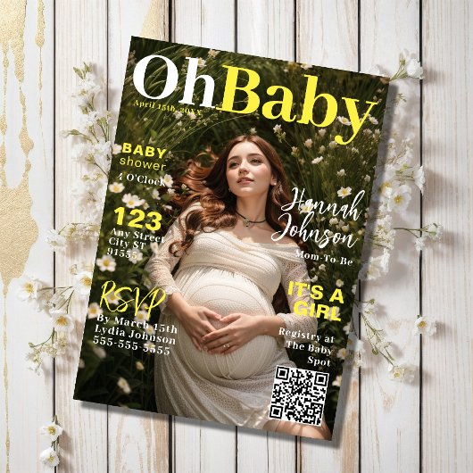 Baby Shower Magazine Cover Einladung