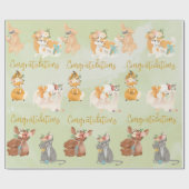 Baby Shower Mama Baby Animals Herzlichen Glückwuns Geschenkpapier (Flach)
