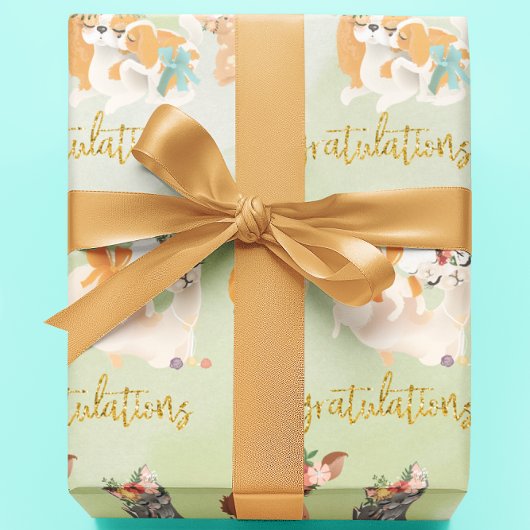 Baby Shower Mama Baby Animals Herzlichen Glückwuns Geschenkpapier