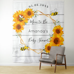 Baby-Shower-Mama-to-bee Sonnenblumen rustikales Ho Wandteppich