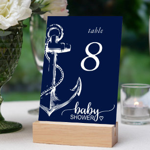 Baby-Shower-Marine-Anker-Navyblau Tischnummer