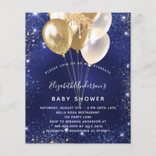 Baby Shower Marine blaue Goldballons Budget Flyer