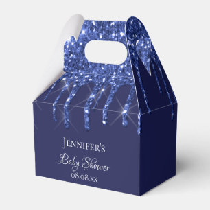 Baby Shower Marine Blue Glitzer Tropfen vielen Dan Geschenkschachtel