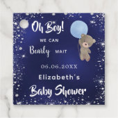Baby Shower Marine Blue Junge Teddy Bär Geschenkanhänger (Vorderseite)