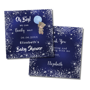 Baby Shower Marine Blue Junge Teddy Bär Geschenkanhänger