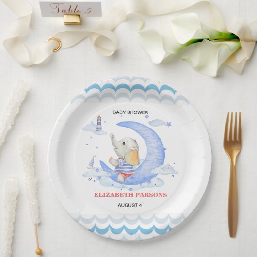 Baby Shower Maritimes Thema Pappteller (Hochzeit)