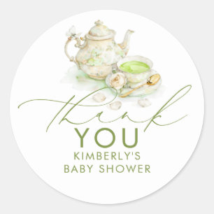 Baby Shower Matcha-Teeparty Danke-Schön-Geschenke Runder Aufkleber