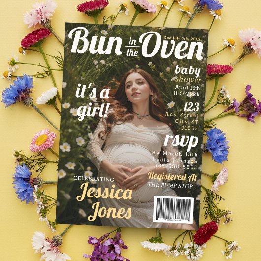 Baby Shower Maternity Magazine Cover Einladung