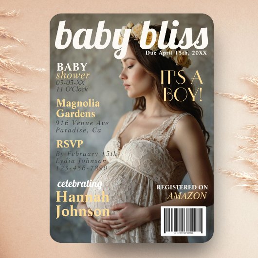 Baby Shower Maternity Magazine Cover Einladung