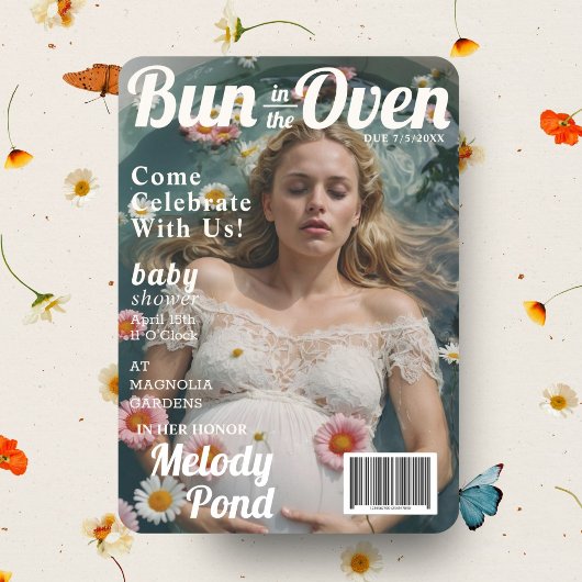 Baby Shower Maternity Magazine Cover Einladung