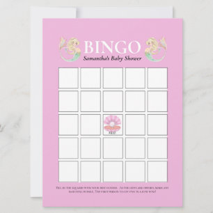 Baby Shower Meerjungfrau Mutter  Pink Weiß Bingo Einladung