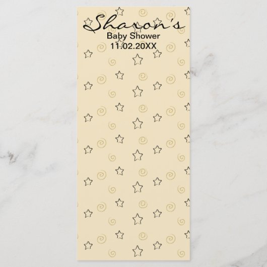 Baby Shower Menü "Gold Black Stars Baby" Menükarte (Rückseite)