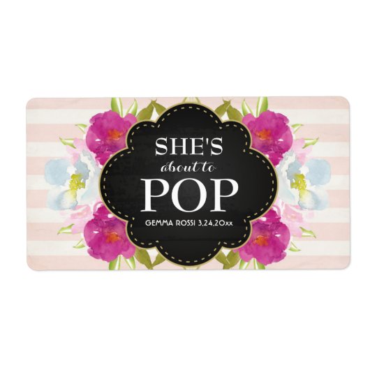 Baby Shower Mini Champagne Label Girl (Vorne)