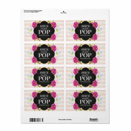 Baby Shower Mini Champagne Label Girl (Vorne)