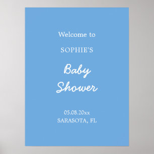 Baby-Shower Minimalist Blau Willkommensposter Poster