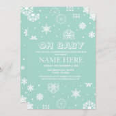 Baby Shower Mint Geneale Offenlegung Schneeflocke Einladung (Vorne/Hinten)