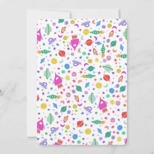 BABY SHOWER MIRL Niedlich Space Rockets Muster CUS Einladung (Rückseite)