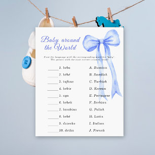 Baby-Shower mit blauem Band - Baby-um-die-Welt-Spi
