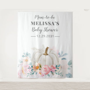 Baby Shower mit Blumen - Rosa Rosen Kürbis werdend Wandteppich