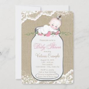 Baby Shower mit Jute-Mason-Glas Einladung