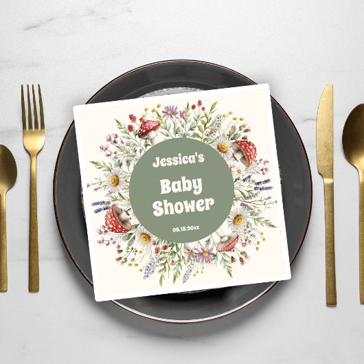 Baby Shower mit Pilzmotiven Serviette