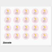Baby Shower mit rosa Gingham-Gummientchen Runder Aufkleber (Blatt)
