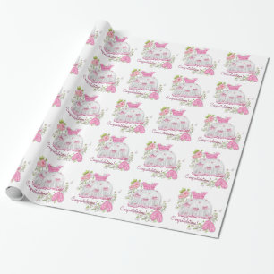 Baby-Shower mit rosa Rose Geschenkpapier