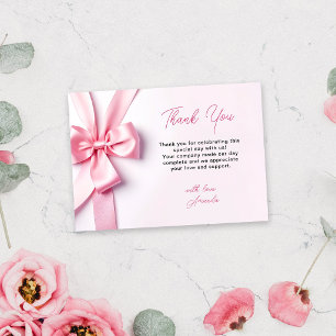 Baby Shower mit rosa Schleifenband Dankeskarte