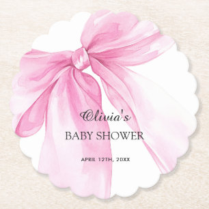 Baby Shower mit rosa Schleifenband Untersetzer
